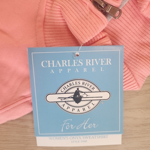 BRIGHT CORAL NWT zippered sweatshirt by Charles River apparel - Picture 1 of 4